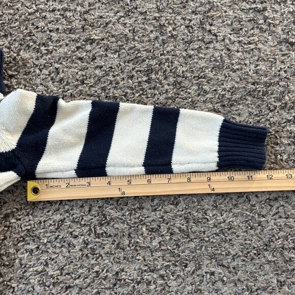 Tommy Hilfiger Kid 4 Navy & White Striped Half-Zip Knit Sweater - Picture 6 of 6